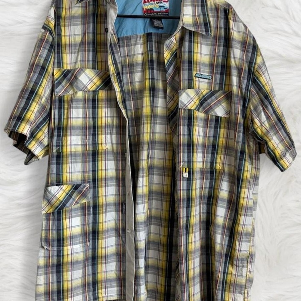 Akademiks Plaid Button Up Shirt Mens Large Yellow Black Vintage 00s Streetwear